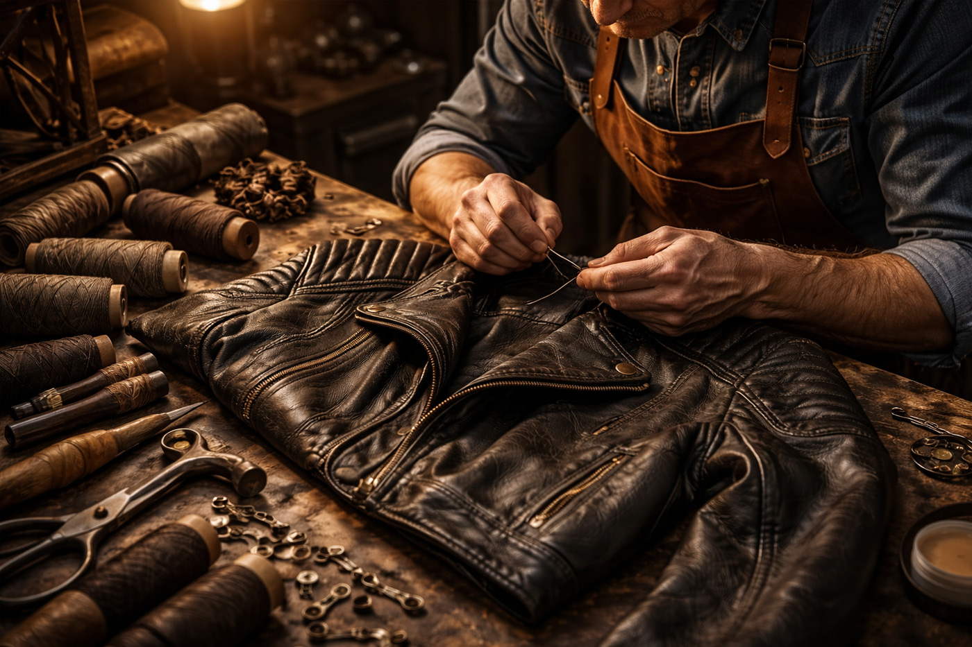Arreglos en piel y cuero - chaqueta de cuero en atelier